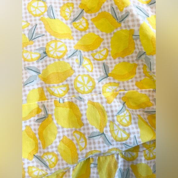 Lands end surplice lemon printer knit dress faux wrap summer sleeveless bright L - Picture 3 of 8